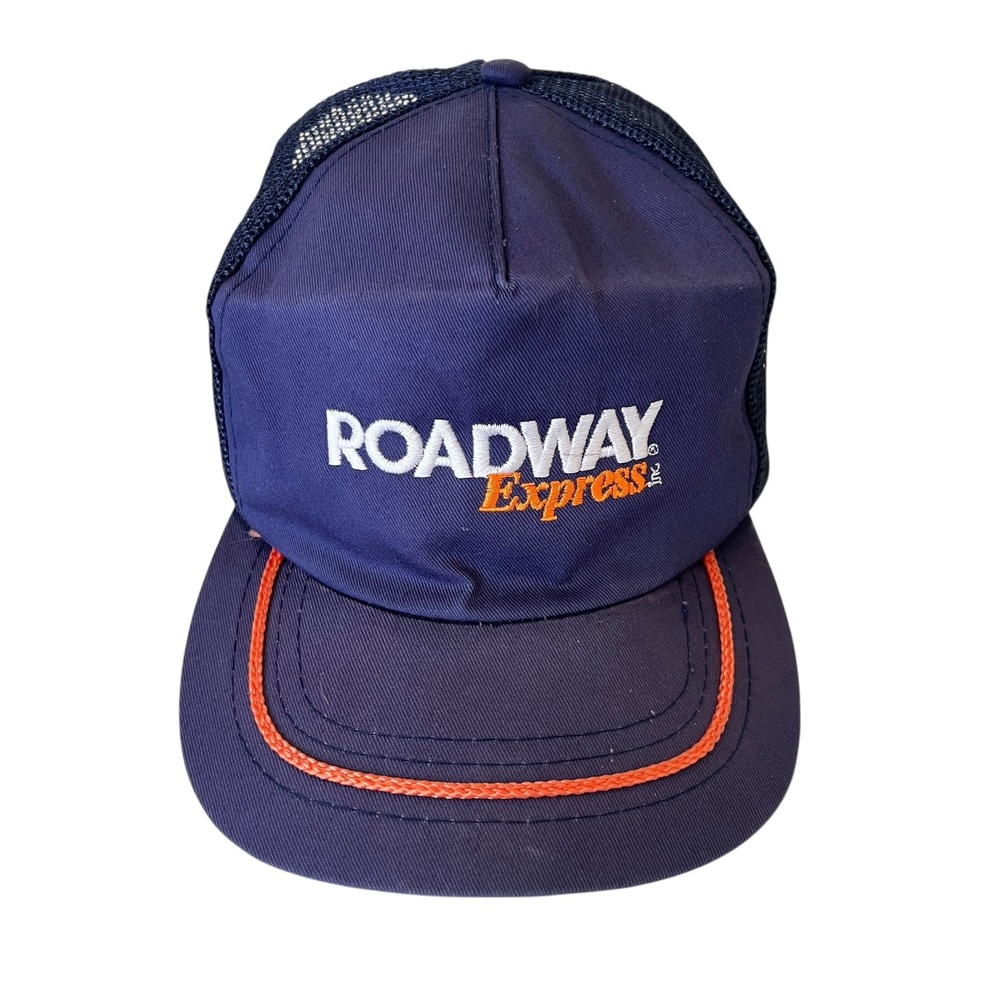 Vintage‎ Roadway Express Trucker Hat Snapback Blue Mesh Baseball Cap Mens